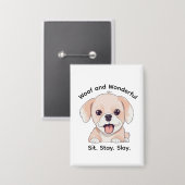 Badge Cute Puppy Lovers Stylish Dog Mom Rectangle Button (Recto/Verso)