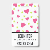 Badge Cute rose et vert Tumbling Hearts Motif (Arrière)