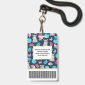 Badge Cute rose Turquoise Hippo Papillon Floral Lily Pad (Arrière avec lanière)