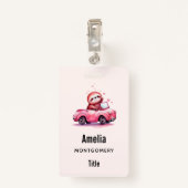 Badge Cute Sloth Driving a Pink Convertible (Dos avec clip)