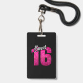 Badge Cute Sweet 16 Anniversaire VIP All Access Pass (Arrière avec lanière)