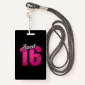 Badge Cute Sweet 16 Anniversaire VIP All Access Pass (Derrière avec lanière)