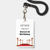 Badge Cute Sweet 16 Bus Venue Accès Invitation VIP (Front with Lanyard)