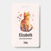 Badge Cute Tabby Chat avec Coeurs (Arrière)