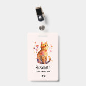 Badge Cute Tabby Chat avec Coeurs (Avant avec clip)
