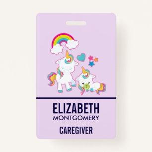 Badge Cute White Unicorns Magical Mama & Baby