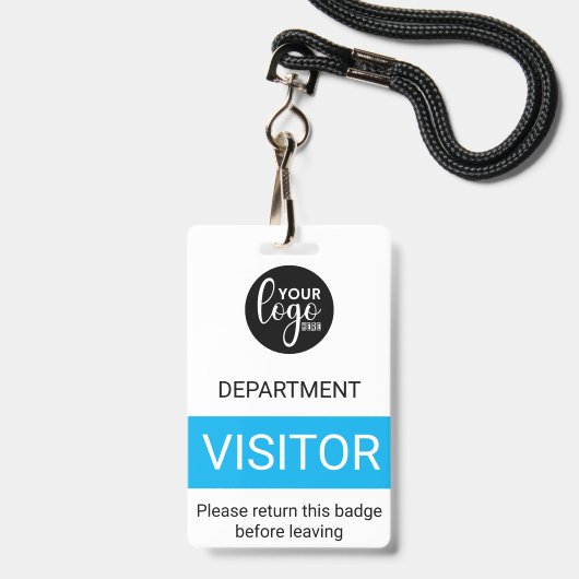 Badge d'accès Code Couleur Visiteur Logo Simple Bl (Avant avec lanière)