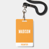 Badge d'accès complet pour événement nom du bénévo (Avant avec lanière)