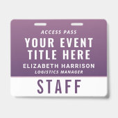 Badge d'accès ID d'événement Violet Code QR modern (Avant)