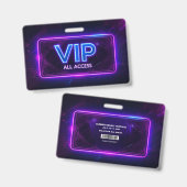 Badge d'accès total Neon VIP (Avant & arrière)