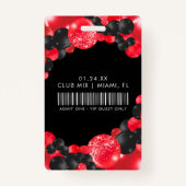 Badge d'accès VIP personnalisable noir et rouge (Dos)