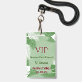 Badge d'accès VIP pour une fête sur la plage tropi (Avant avec lanière)
