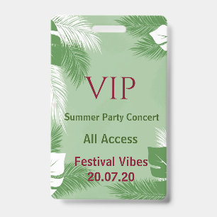Badge d'accès VIP pour une fête tropicale sur la p