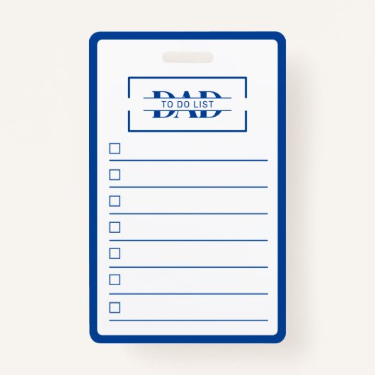 Badge Dad Modern Blue Monogram To Do List (Devant)