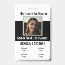 Badge d'agent d'assurance avant et arrière identiq