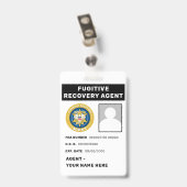 Badge d'agent de recouvrement de fugitif (Arrière avec clip)