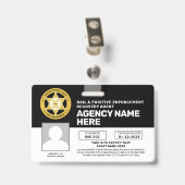 BADGE D'AGENT DE RÉCUPÉRATION DE CAUTION ET DE FUG (Arrière avec clip)