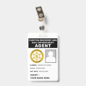 Badge d'AGENT DE RÉCUPÉRATION DE FUGITIF ET DE RÉC (Arrière avec clip)