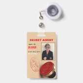 Badge d'agent secret de la fête d'espionnage (Avant avec rétractable)