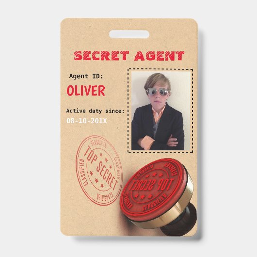 Badge d'agent secret de la fête d'espionnage (Avant)