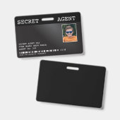 Badge d'agent secret espion - NOIR (Avant & arrière)