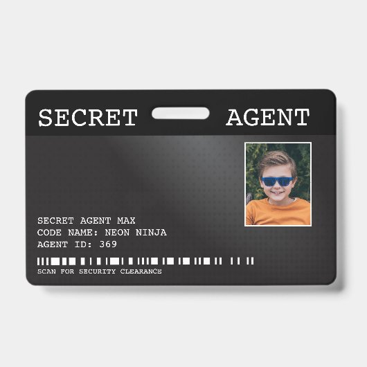 Badge d'agent secret espionne - NOIR (Avant)