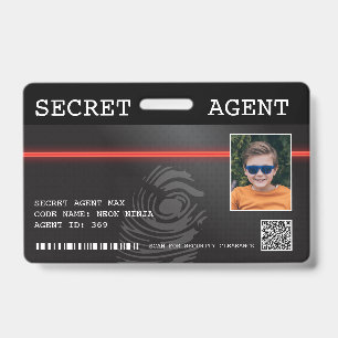 Badge d'agent secret interactif espion - Noir/Roug