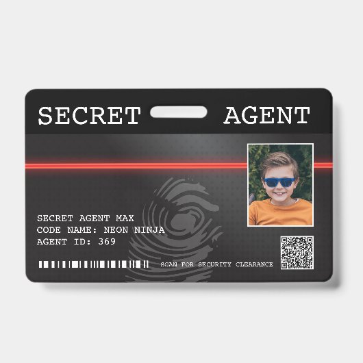Badge d'agent secret interactif espion - Noir/Roug (Avant)