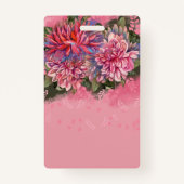 Badge Dahlias fleurs rose aquarelle (Dos)