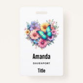 Badge Daisy Flowers with a Beautiful Butterfly (Dos)