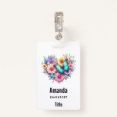 Badge Daisy Flowers with a Beautiful Butterfly (Dos avec clip)