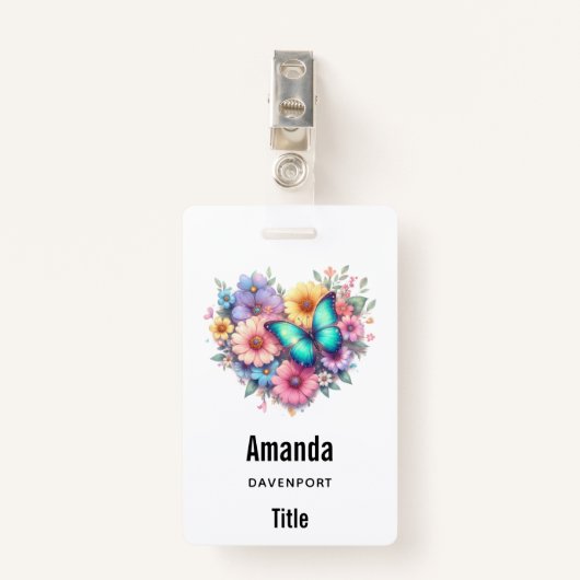 Badge Daisy Flowers with a Beautiful Butterfly (Devant avec clip)