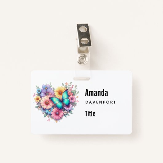 Badge Daisy Flowers with a Beautiful Butterfly (Devant avec clip)