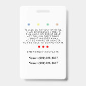 Badge d'alerte Autisme (Arrière)