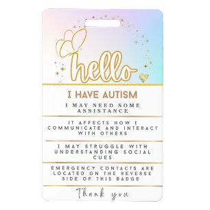 Badge d'alerte Autisme Identifiant Autistique