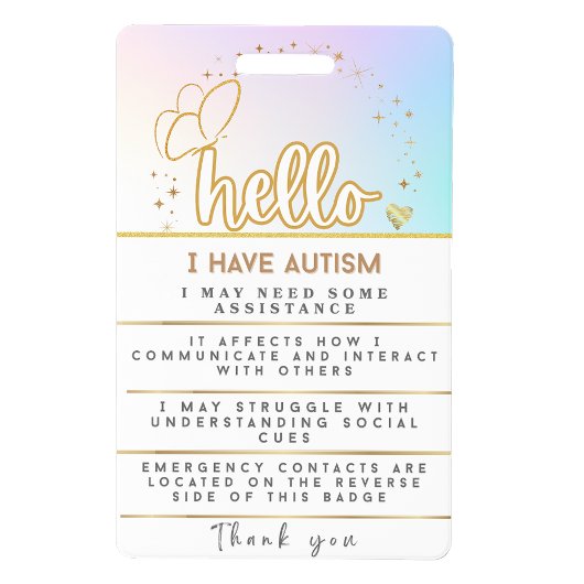 Badge d'alerte Autisme Identifiant Autistique