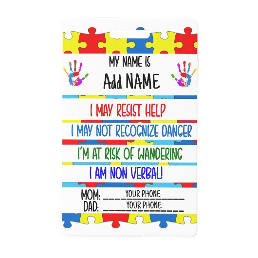 Badge d'alerte Autisme Nonverbal