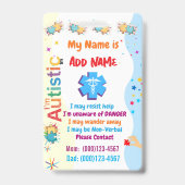 Badge d'alerte d'autisme pour autiste non verbal (Avant)