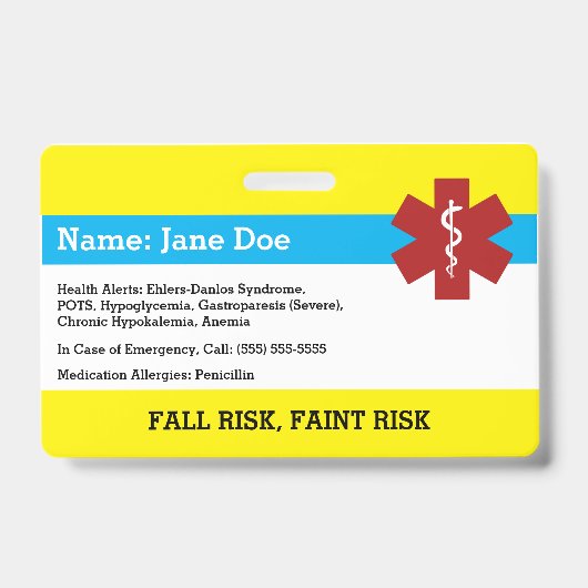 Badge d'alerte médicale (Avant)