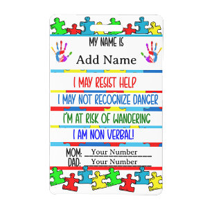 Badge d'alerte pour l'autisme, contact autistique
