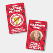 Badge d'alerte rouge pour allergie alimentaire au  (Front & Back)