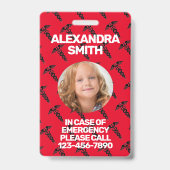 Badge d'alerte rouge pour allergie alimentaire au  (Back)