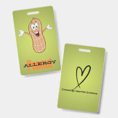 Badge d'allergie à l'arachide (Avant & arrière)