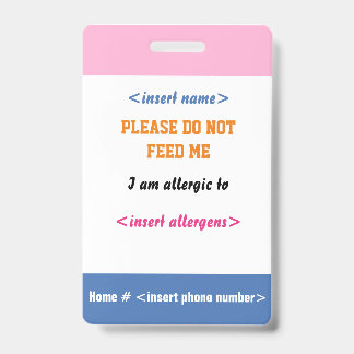 Badge d'allergie alimentaire