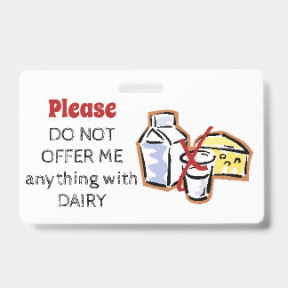Badge d'allergie aux produits laitiers - Personnal