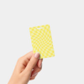 Badge Damier ondulé pastel jaune citron rétro (Manuel / portable)