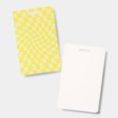 Badge Damier ondulé pastel jaune citron rétro (Avant & arrière)