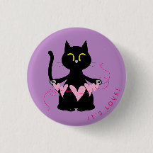 Badge d'amour de Catto Kuro - Bouton de chat migno
