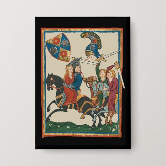 Badge Damsel In Distress, Art Médiéval Du XIVe Siècle (Recto)