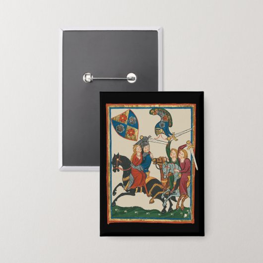 Badge Damsel In Distress, Art Médiéval Du XIVe Siècle (Recto/Verso)